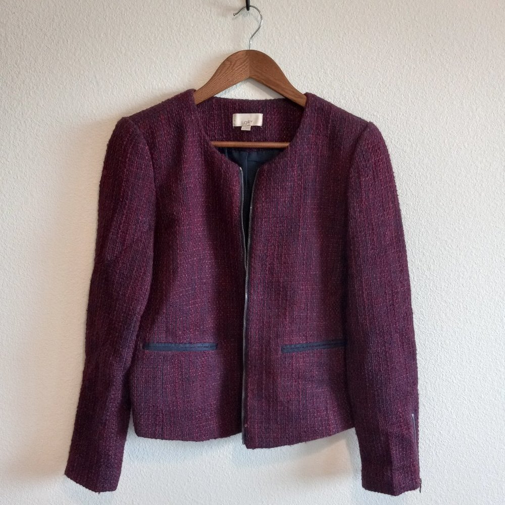 Loft NWOT Tweed Zip Blazer